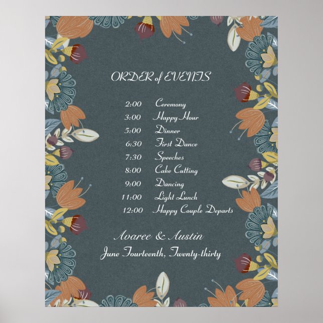 Folk Art Ram i Blue Brown Tan Poster (Framsidan)