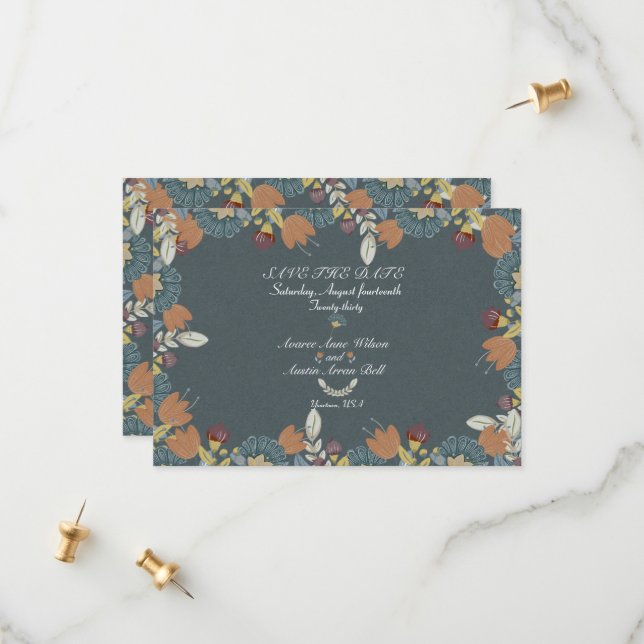 Folk Art Ram i Blue Brown Tan Spara Datumet (Fram/Back In Situ)