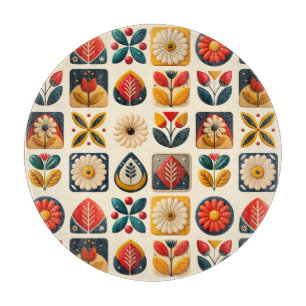 Folk Art Retro Blommigt Mosaic Coziness