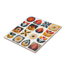 Folk Art Retro Blommigt Mosaic-dekoration Kakelplatta