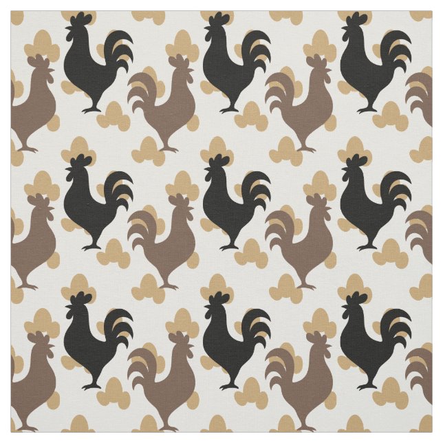 Folk Art Rustic Farm Tupp - Svart Mocha Senap Tyg (Provkarta)