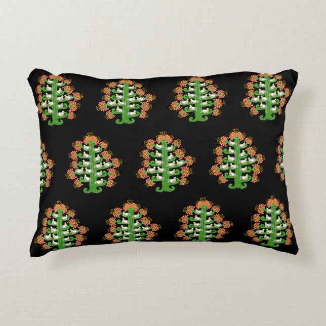 Folk Art Southwest Blommande Kaktus Med Duvor Prydnadskudde (Framsidan)