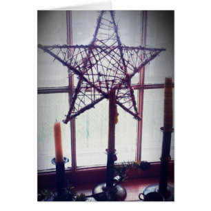 Folk Art Star och Candles still Life Hälsningskort