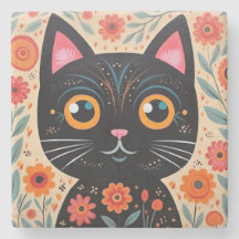 Folk Art Stil Black Cat