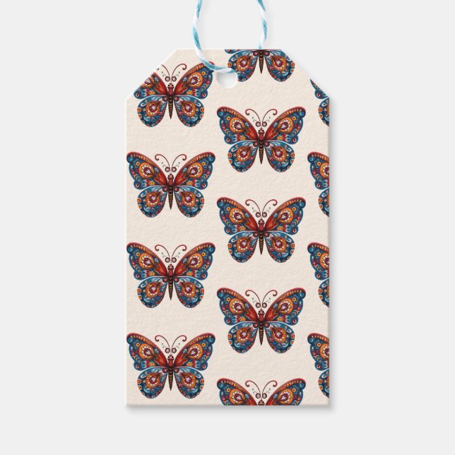 Folk Art Stil Butterfly Presentetikett (Framsidan)
