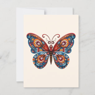 Folk Art Stil Butterfly Vykort