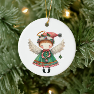 Folk Art Stil Cute Angel Julgransprydnad Keramik