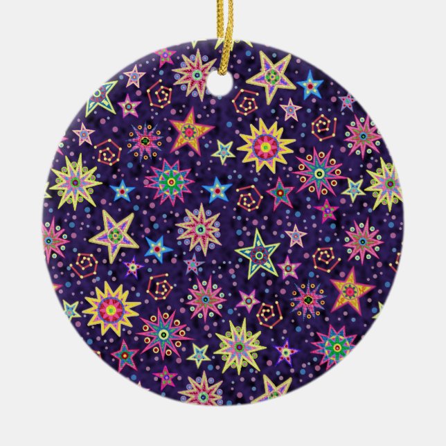 Folk Art Stjärnhimmel Julgransprydnad Keramik (Framsidan)