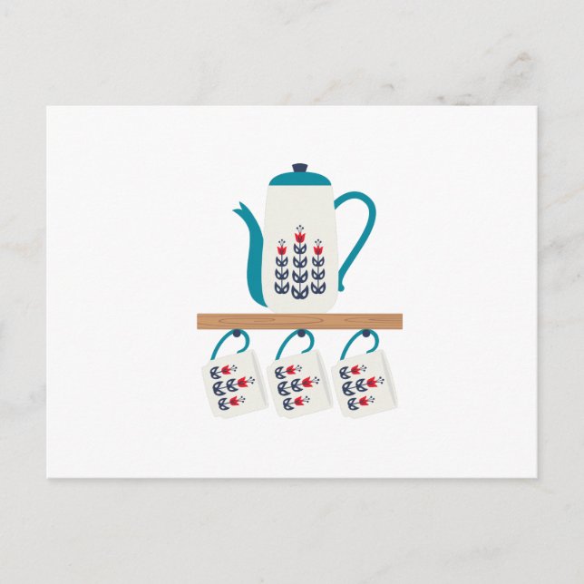 Folk Art Tea Pot Vykort (Framsida)