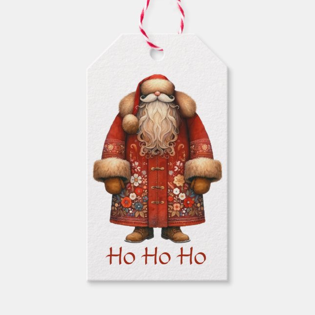 Folk Art Tomte Presentetikett (Framsidan)