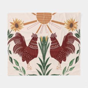 Folk Art Tupp Sunshine Symmetrical Design Fleecefilt