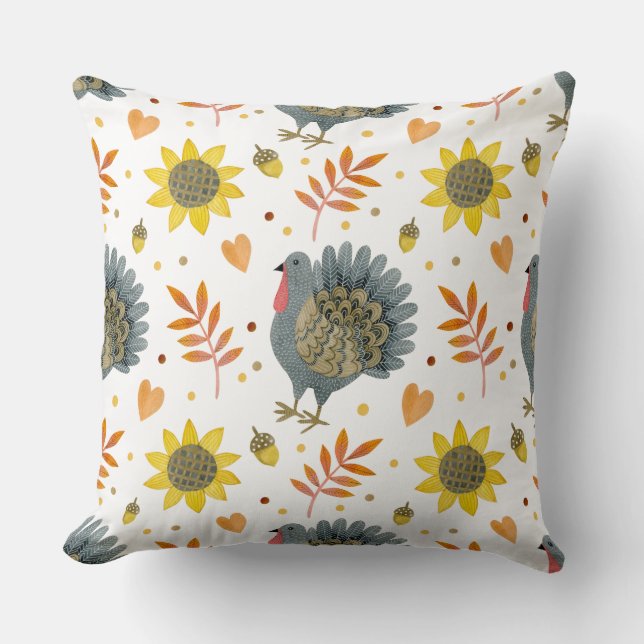 Folk Art Turkey Kudde (Framsida)