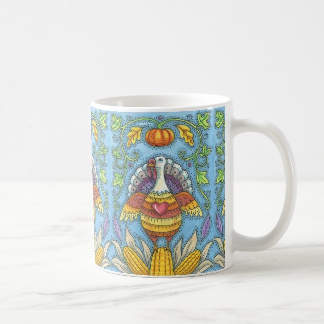 FOLK ART TURKEY & MAJ THANKSGIVING MUGG Helgdag (Höger)