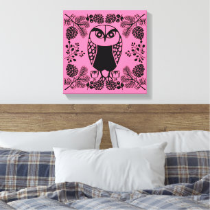 Folk Art Uggla Prints Canvastryck