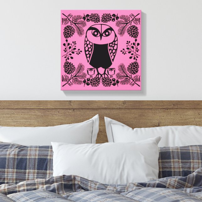 Folk Art Uggla Prints Canvastryck (Insitu (sovrum))