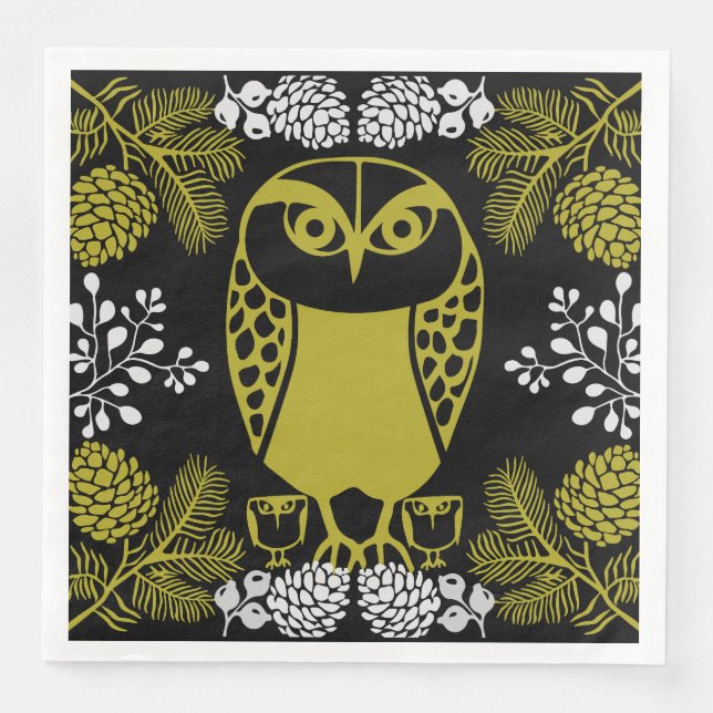 Folk Art Uggla Prints Pappersservett (Framsida)