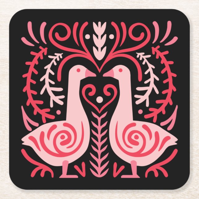 Folk Art V.01 Underlägg Papper Kvadrat (Framsidan)