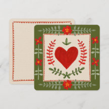Folk Art Valentine Flat Card