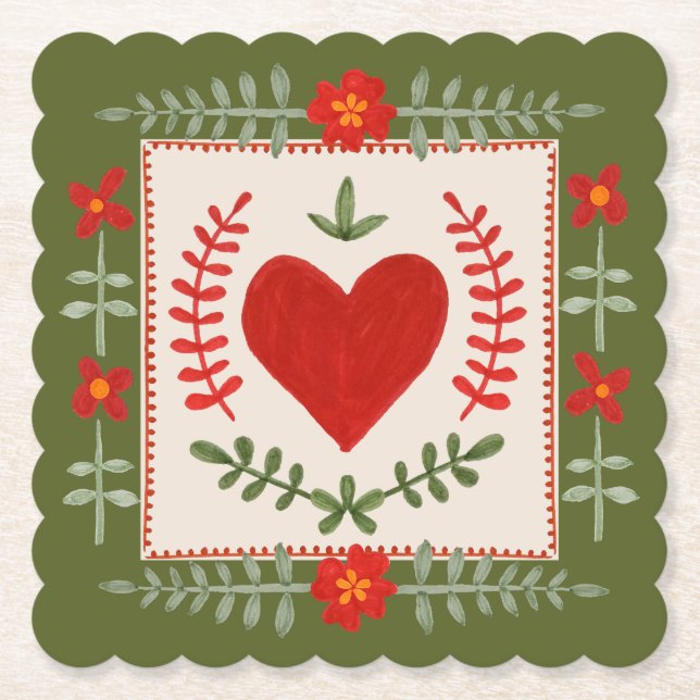 Folk Art Valentine Underlägg Papper (Framsida)