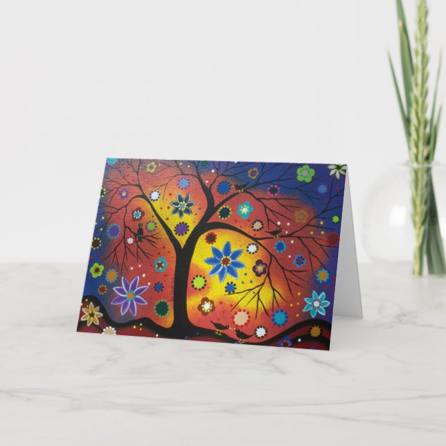 FOLK ART Väntar på ett hälsningskort för nedgång Kort (Framsida)