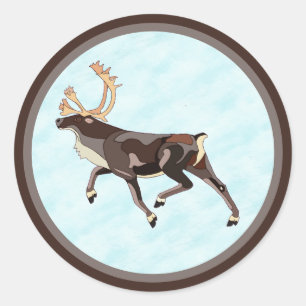Folk Art Västindiou/Reindeer Runt Klistermärke