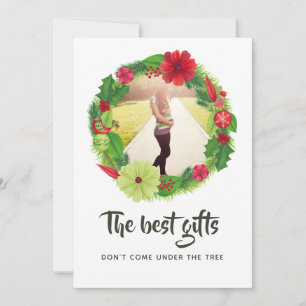 Folk Art Watercolor Blommigt jul Baby Förväntad Meddelande