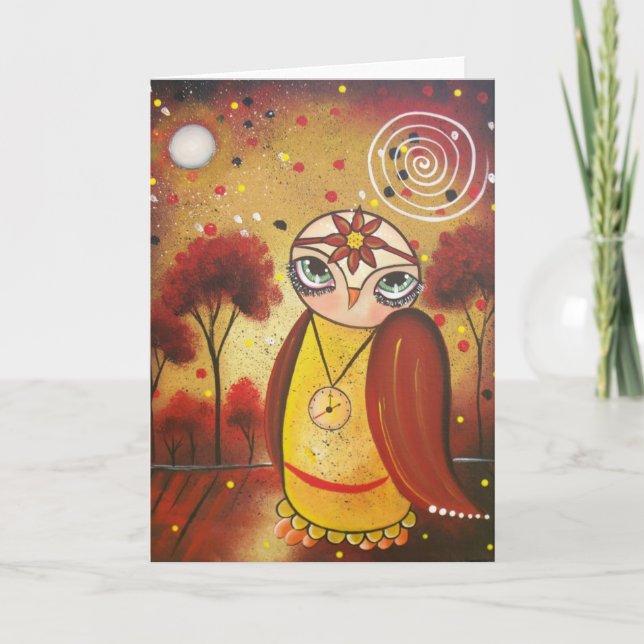 FOLK ART What's Time BY LORI-hälsningskort Kort (Framsida)