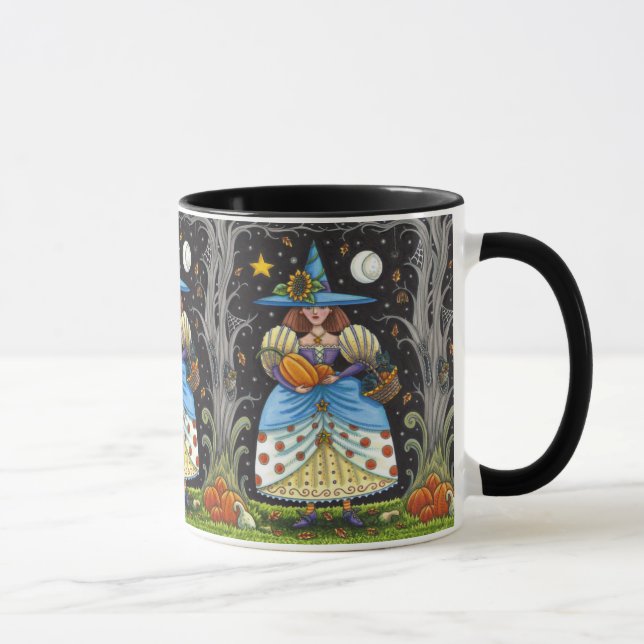 FOLK ART WITCH IN SPOOKY SKOGEN, BLACK CAT & UGGLA MUGG (Höger)