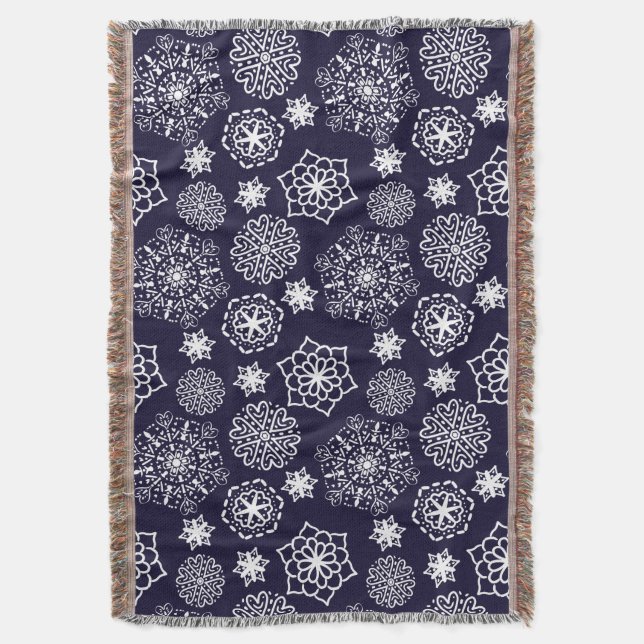 Folk blommigt blue II mönster Filt (Framsidan Vertikal)