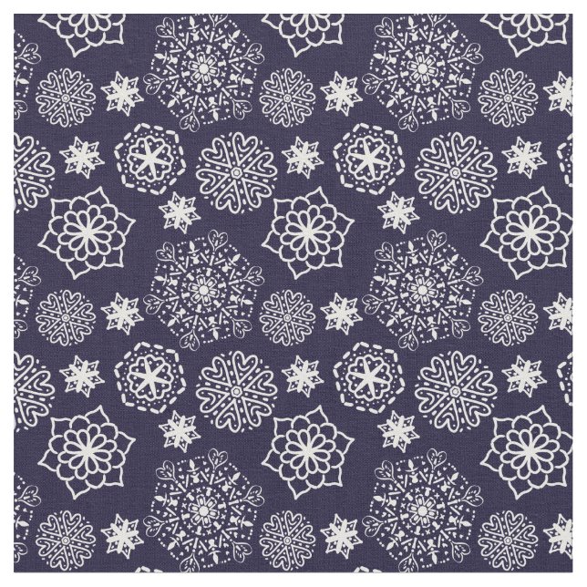 Folk blommigt blue II mönster Tyg (Närbild)