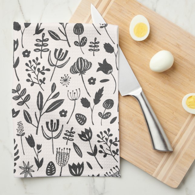 Folk Botanical Print Kökshandduk (Vikt i Fjärdedel)