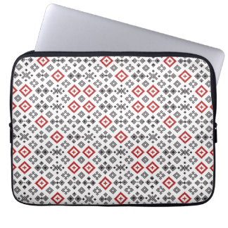 Folk Broderi Sömlöst Mönster Laptop Fodral