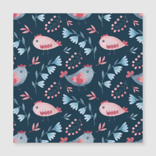 Folk Chickens: Vattenfärgen Seamless Mönster.