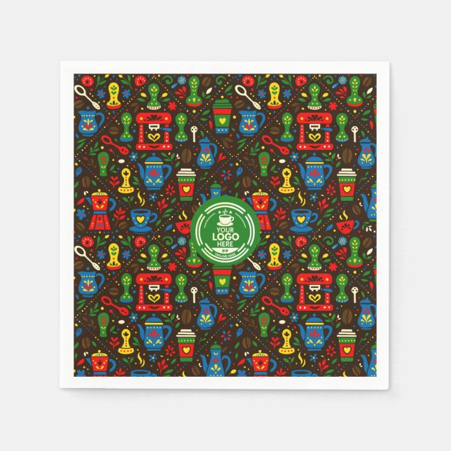 Folk coffee logo badge cafe pappersservett (Framsidan)