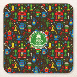 Folk coffee logo badge on dark pattern underlägg papper kvadrat