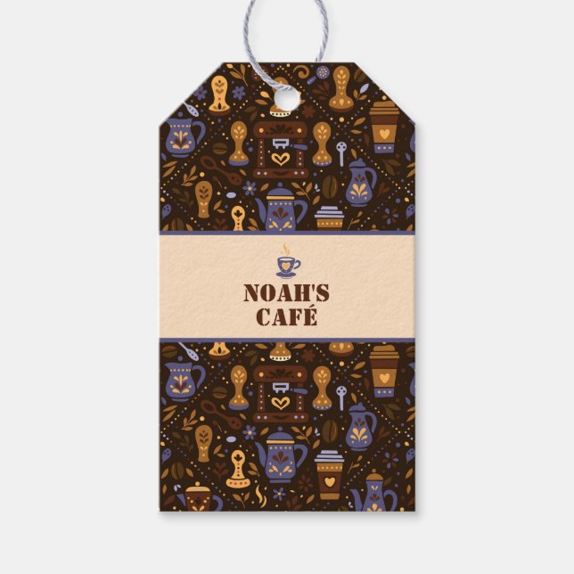 Folk coffee-märke — kakao, karamell & skiffer presentetikett (Framsidan)