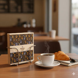 Folk coffee napkins — cocoa, caramel & slate band pappersservett