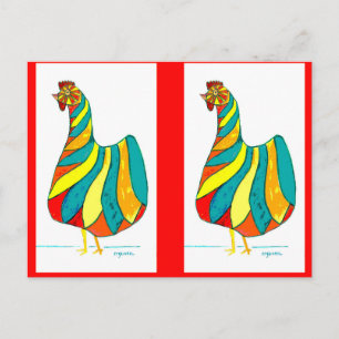 Folk Dancer Hen x2 Vykort