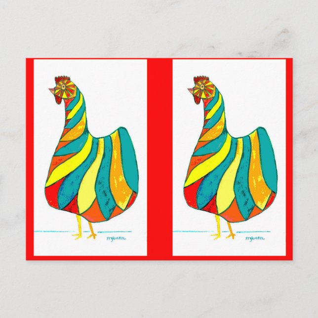 Folk Dancer Hen x2 Vykort (Framsida)