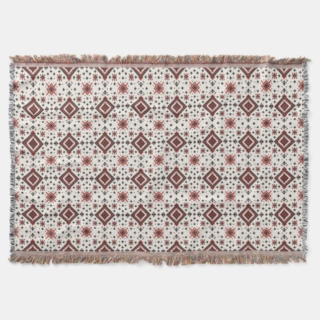 Folk Diamond Cross Stitch Seamless Pattern Filt (Framsidan)