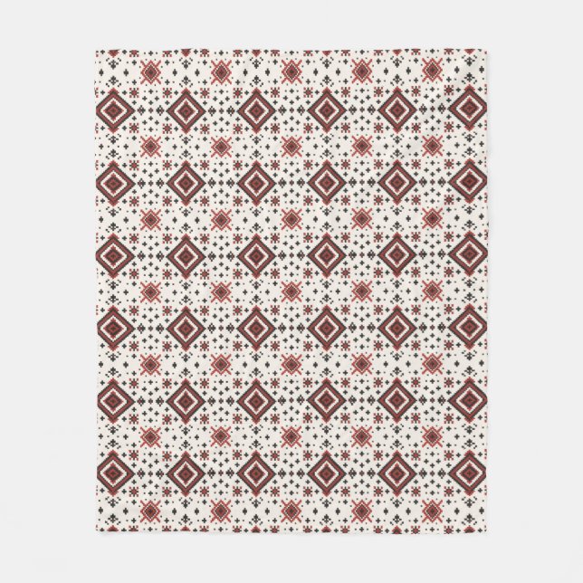 Folk Diamond Cross Stitch Seamless Pattern Fleecefilt (Framsidan)
