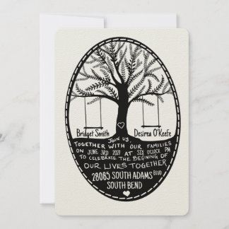 Folk Embroidery Style Drawn Wedding Invitation Inbjudningar