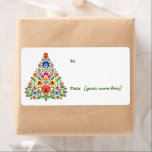 Folk Enchantment: Julgran Gift Märkre Sticker Fraktsedel<br><div class="desc">Ange ditt namn för förtryckta märkre eller CLEAR om du vill att tomma märkre ska kunna skriva över det senare. Konstverket är en utmärkt blandning av två kulturella traditioner i rik: den ikoniska Julgran-formen och den berikande Wycinanki polska folkkonsten stil från Lowicz. Genom att stå högt och stolt förkroppsligar träd...</div>