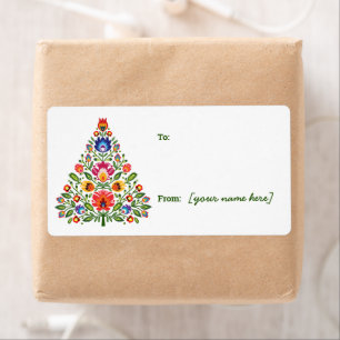 Folk Enchantment: Julgran Gift Märkre Sticker Fraktsedel