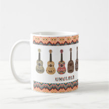 Folk Etnisk Geometrisk Mönster Ukulele Mugg