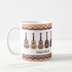Folk Etnisk Geometrisk Mönster Ukulele Mugg