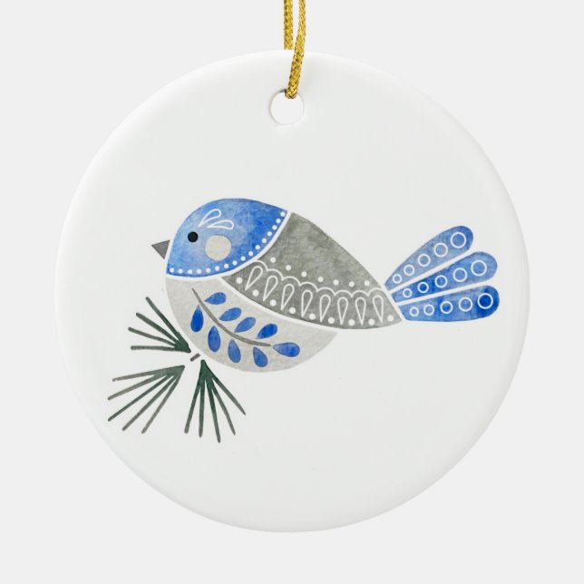 Folk Flock Chickadee Ornament (Framsidan)