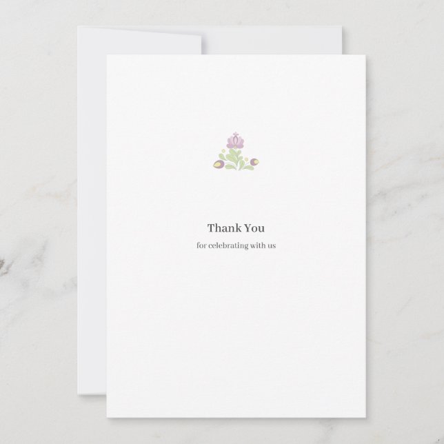 Folk Floral Bröllop Tack Minimal Design Kort (Framsida)