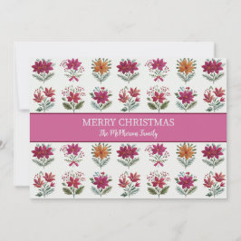 Folk Floral Christmas Julkort