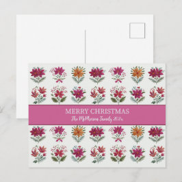 Folk Floral Jul Helg Vykort